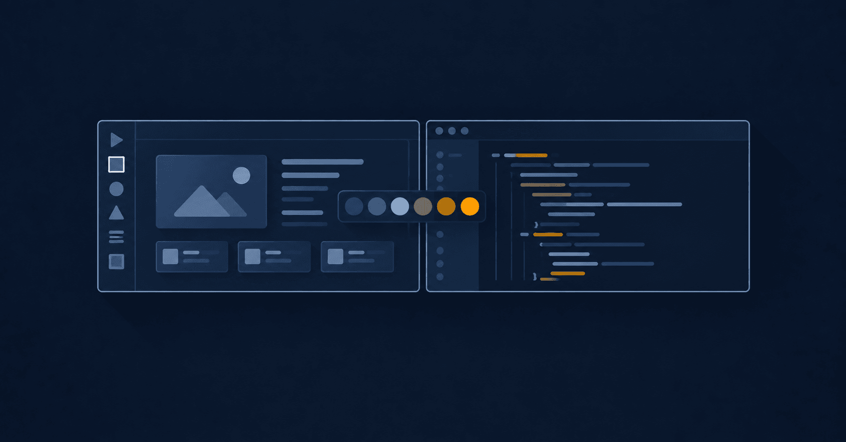 Figma panel next to a code editor showing the same component