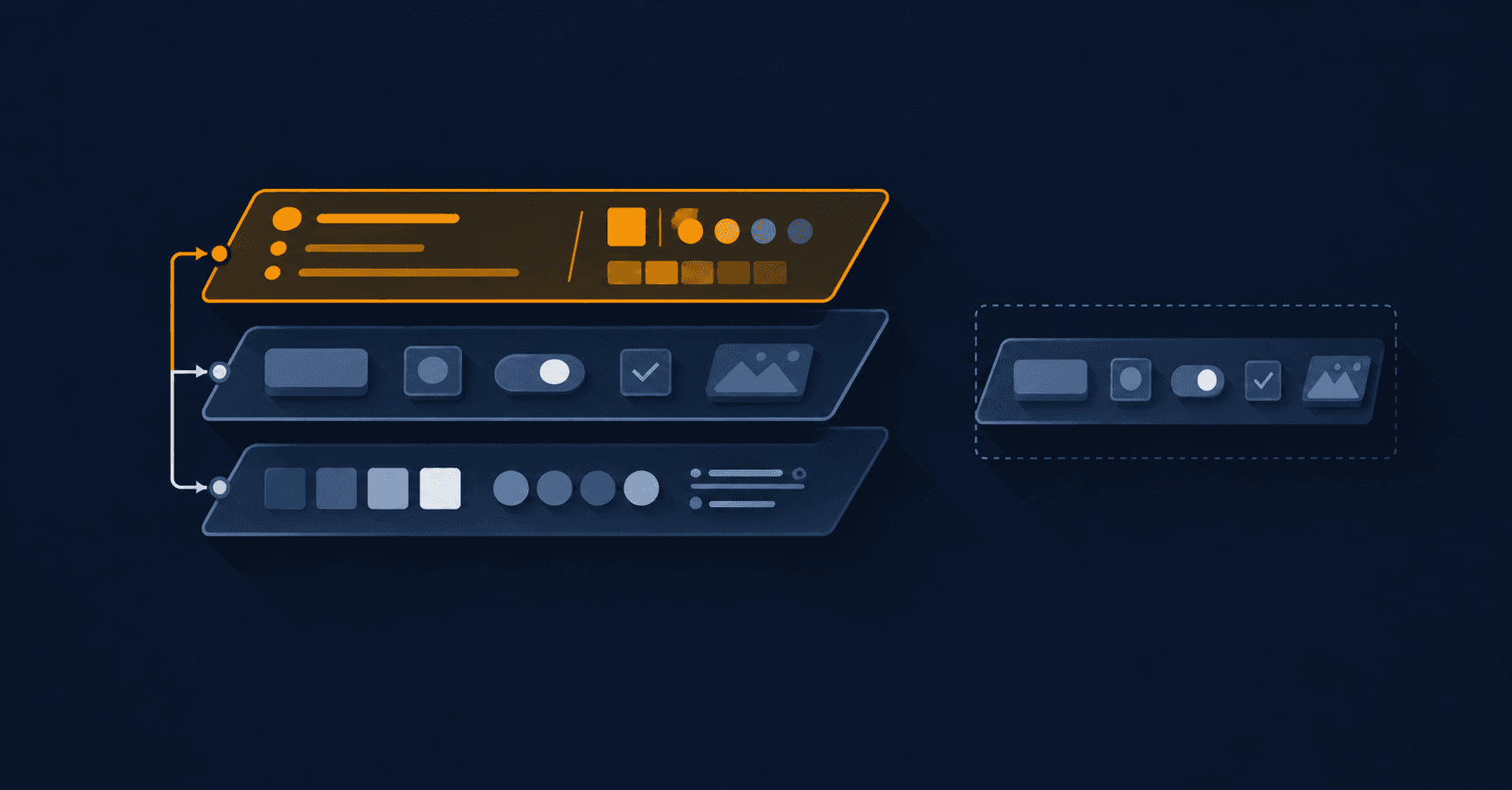 Library of interface components organized hierarchically